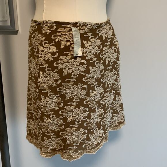 Vintage Deadstock Express Tricot Lace Skirt Brown Mini Short Women’s Medium NEW - Picture 4 of 8